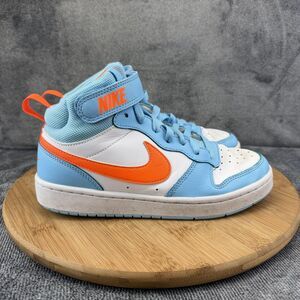 Nike Shoes Boys Size 5 Blue Orange Leather Mid Athletic Sneakers HF4791-407